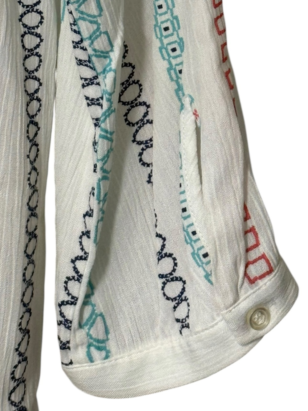 Tribal Jeans Embroidered Boho Peasant
Top White Multicolor Stripe Small - Picture 11 of 16